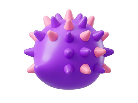 3D Purple and Pink Spiky Sphere Ball Isolated on White Background
