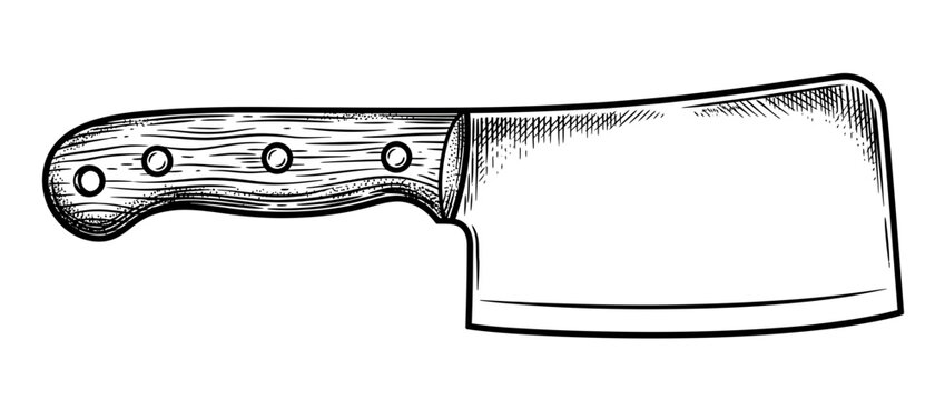Vintage Style Kitchen Cleaver Knife Isolated