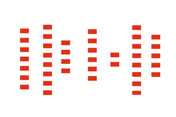 Obraz premium Red audio equalizer bars icon representing sound waves and digital music frequency levels.