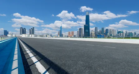 3d rendering empty urban highway leading to modern city skyline © jamesteoh.art
