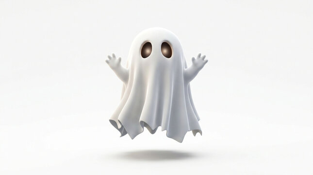 Isolated Spooky Floating White Sheet Ghost PNG Cutout