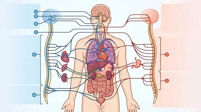 Human Autonomic Nervous System Infographic Showing Sympathetic and Parasympathetic Connection