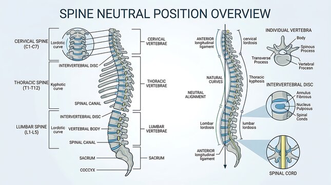 Human Spine Neutral Position Anatomy Educational Infographic