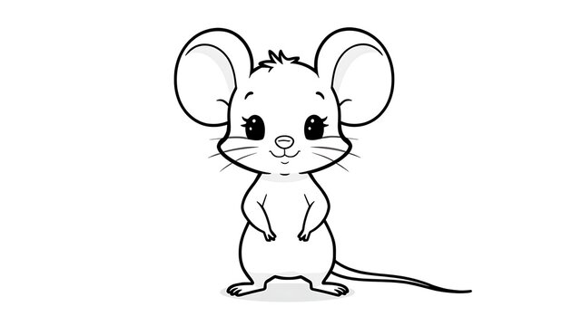 Cute little baby mouse standing upright with oversized rounded ears and tiny paws