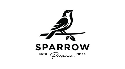 Naklejka premium Minimalist sparrow bird logo design template for premium brand identity