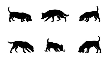 Obraz premium Dog Silhouettes Set: Canine Poses, Animal Icons, Vector Graphics for Pet Lovers