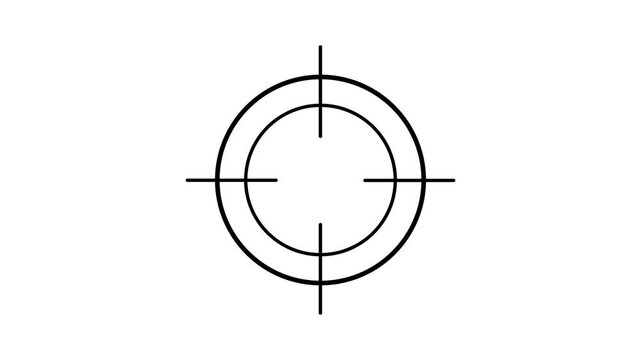 Scanning moving target shape with alpha channel, Target, Aim, Goal icons.Business target concept. Military training, Military target icon animation on black background. 4k motion video.