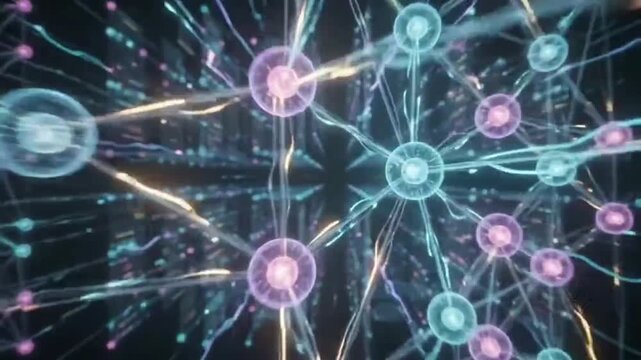 AI Neural Network and Cyber Security Data Plexus Abstract Technology Motion Background.