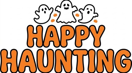 Obraz premium Halloween-themed typography with orange ghost characters and bold red text orange ghosts