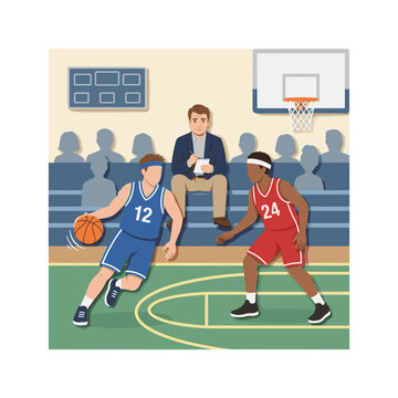 College recruiter scouting high school tournament for athletic recruitment, sports marketing, educational blog articles
