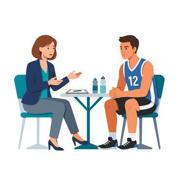 Sports psychologist counseling athlete before game for mental health focus and performance support