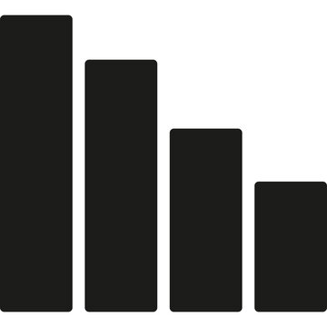 Declining bar chart showing decreasing business performance and negative trend.
