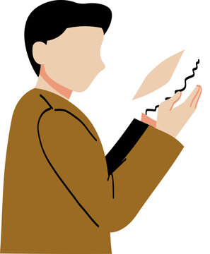 Muslim Man Wearing Islamic Pece Cap Peci Traditional Illustration