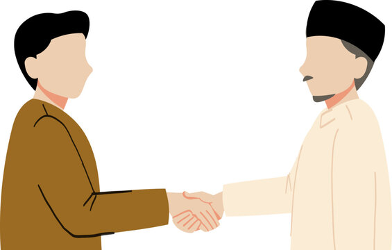 Islamic Marriage Solemnization Akad Nikah Shaking Hands Ceremony Illustration