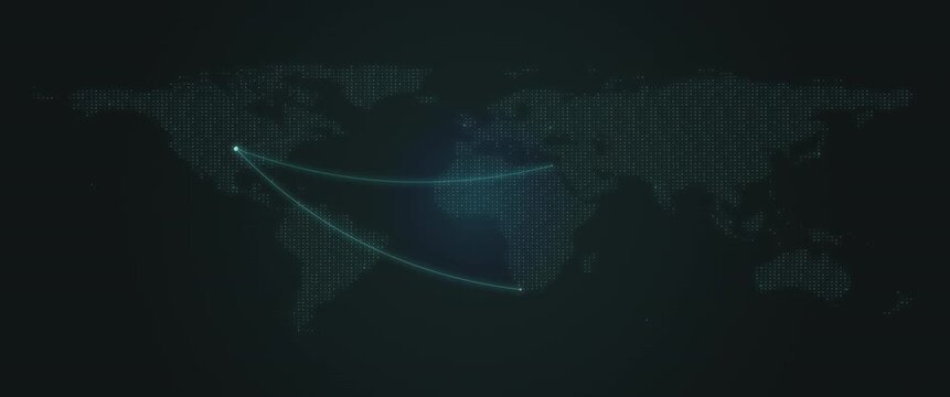 Cinematic Widescreen Cyan Global Activity Map Anamorphic Loop
