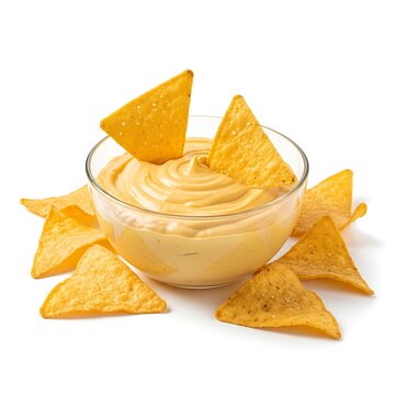 Golden cheese dip with tortilla chips