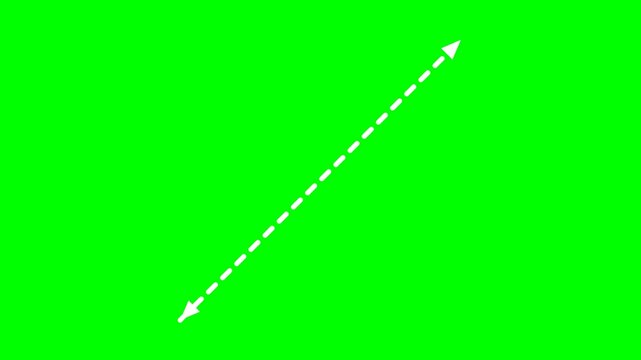 Minimalist White Dashed Double Arrow Motion Graphic Loop on Green Screen Background