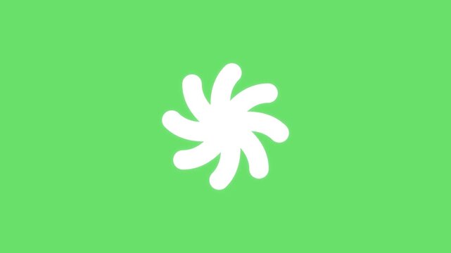Minimalist White Rotating Pinwheel Shape on Green Background 4K Motion Graphics Loop