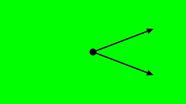 Minimalist Black Double Arrow Branching Motion Graphic on Green Screen Background