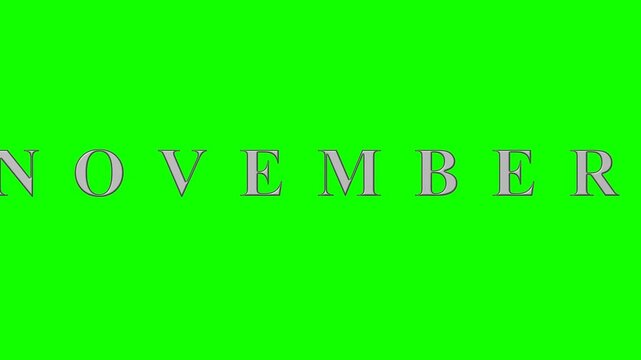 3D Silver November Text Animation Green Screen Background Transition Loop