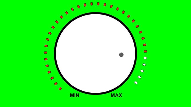 Flat 2D Volume Knob Adjustment Animation on Green Screen Background Loop