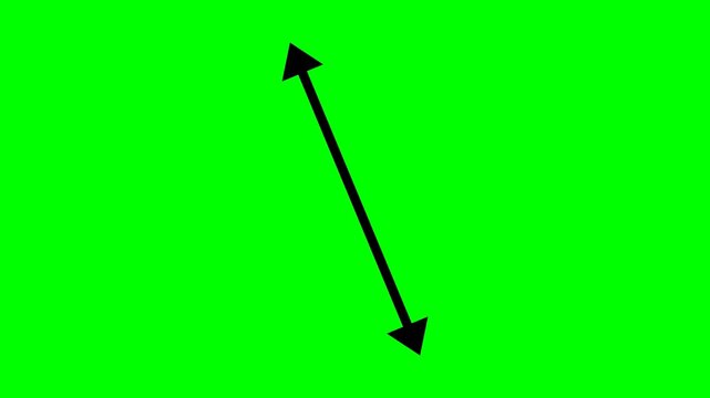 Minimalist Black Double Headed Diagonal Arrow Animation on Green Screen Chroma Key Loop
