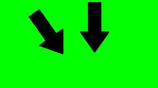 Black Minimalist Arrows Pointing Down Motion Graphic on Green Screen Loop
