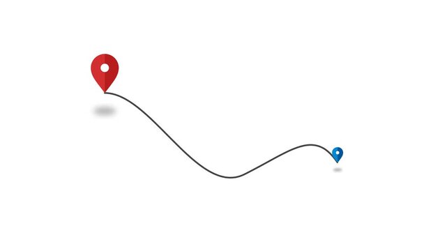 Minimalist Red Map Pin Travel Route Animation Background on White