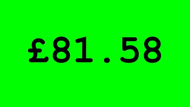 British Pound GBP Currency Price Counter Animated Motion Graphic Green Screen Background