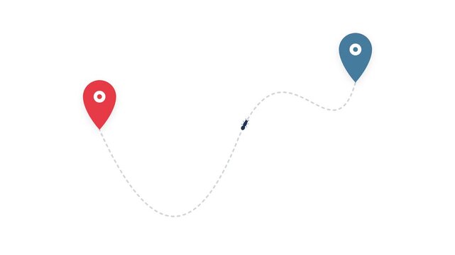 Flat Animation Map Pin Route with Crawling Ant Motion Graphics Background