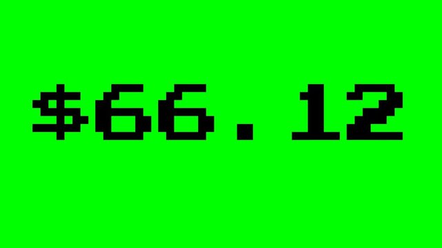 8-Bit Retro Pixel Dollar Price Counter Animation on Green Screen Chroma Key