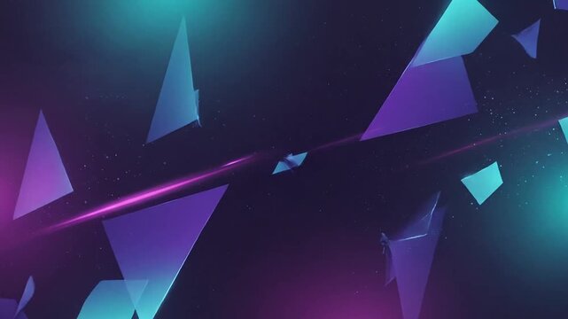Dynamic neon geometric star formations with interlaced light streaks in vibrant cosmic backdrop