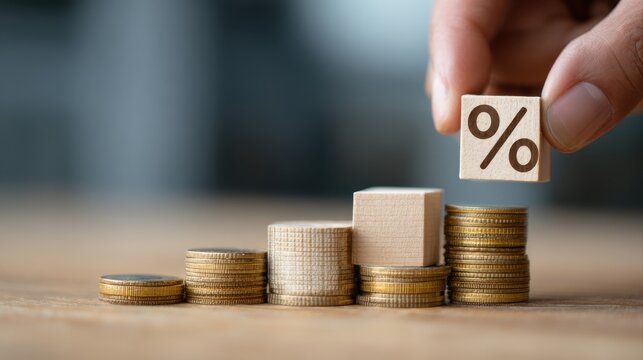 Interest rate and dividend concept, personal investment , return on stocks and mutual funds, long term investment for retirement.
