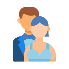 Obraz premium Minimalist wedding couple illustration on solid black background.