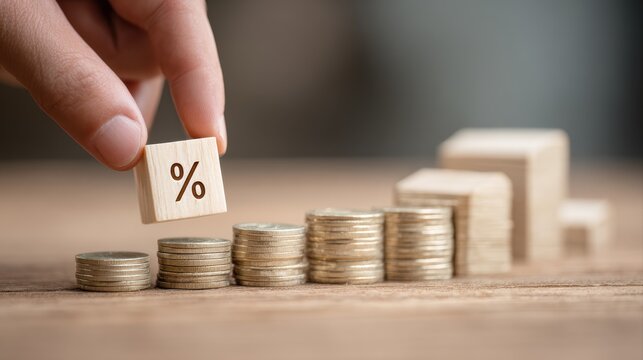 Interest rate and dividend concept, personal investment , return on stocks and mutual funds, long term investment for retirement.