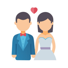 Fototapeta premium Flat design wedding couple illustration on black background
