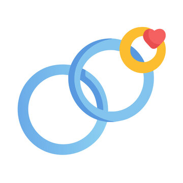 Interlocking Wedding Rings Symbolizing Unity and Love Flat Illustration
