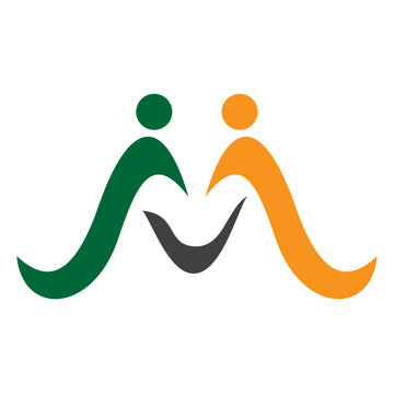 Human letter m logo design and branding