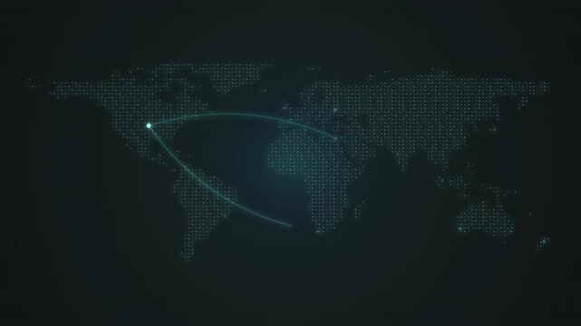 Glowing Cyan World Map Activity Waves Seamless Loop