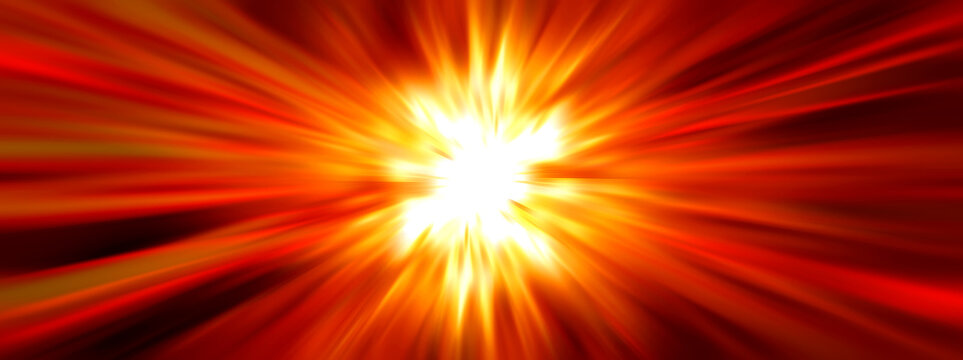 爆発する光とスピード感を表現した赤と黄色の抽象背景