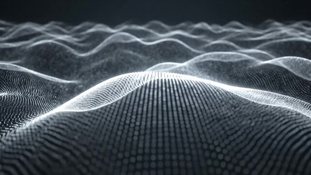 Dynamic Digital Waveforms Illustrating Complex Sound and Light Patterns in a Futuristic Abstract Space