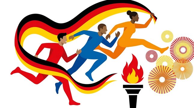 German Unity Day Celebration with Torch and Fireworks