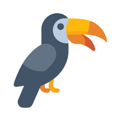 Naklejka premium Cartoon Toucan Icon with Bold Colors on Black Background