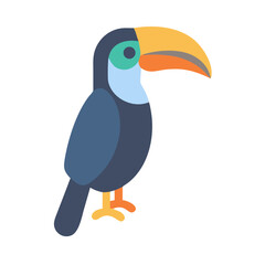 Naklejka premium Flat vector toucan on black background, tropical bird illustration