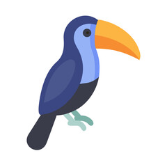 Naklejka premium Cartoon toucan illustration on a black background