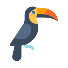 Naklejka premium Colorful Toucan Vector Illustration on Black Background Stock Image