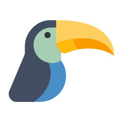 Naklejka premium Simple Flat Toucan Vector Illustration on Black Background
