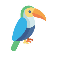 Naklejka premium Flat vector illustration of a colorful toucan on black