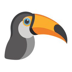 Naklejka premium Flat vector illustration of a toucan head profile view