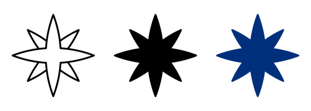 Classic Eightpointed Compass Rose Navigation Symbol with Directional Star Isolated on Transparent Background